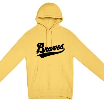 Braves Baseball Vintage Sports Logo Premium Pullover Hoodie