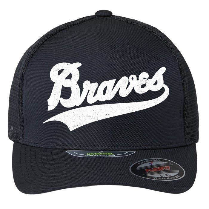Braves Baseball Vintage Sports Logo Flexfit Unipanel Trucker Cap