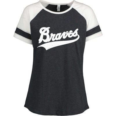 Braves Baseball Vintage Sports Logo Enza Ladies Jersey Colorblock Tee