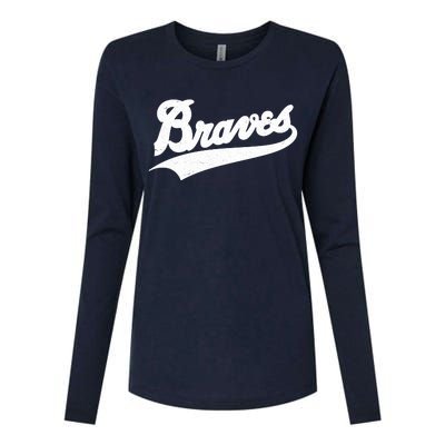 Braves Baseball Vintage Sports Logo Womens Cotton Relaxed Long Sleeve T-Shirt