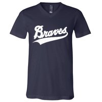 Braves Baseball Vintage Sports Logo V-Neck T-Shirt