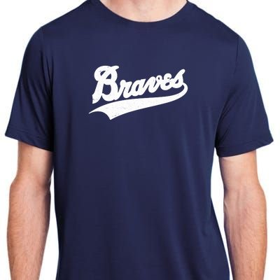 Braves Baseball Vintage Sports Logo Adult ChromaSoft Performance T-Shirt