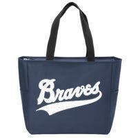 Braves Baseball Vintage Sports Logo Zip Tote Bag