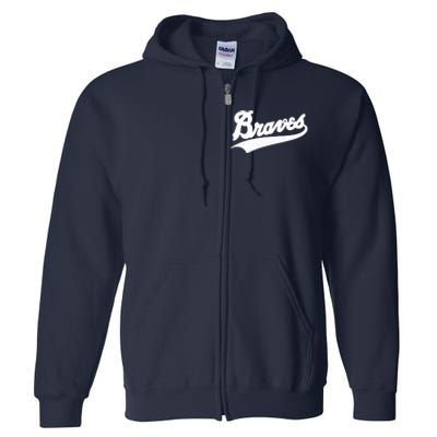 Braves Baseball Vintage Sports Logo Full Zip Hoodie