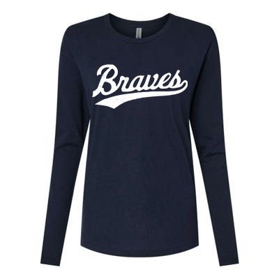 Braves Vintage Distressed Womens Cotton Relaxed Long Sleeve T-Shirt