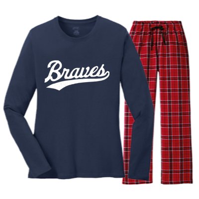 Braves Vintage Distressed Women's Long Sleeve Flannel Pajama Set 