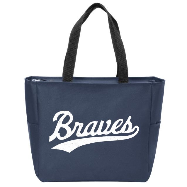 Braves Vintage Distressed Zip Tote Bag