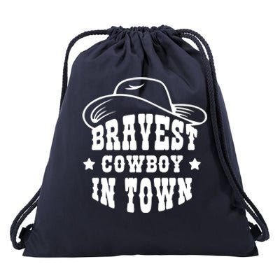 Bravest Cowboy In Town Drawstring Bag