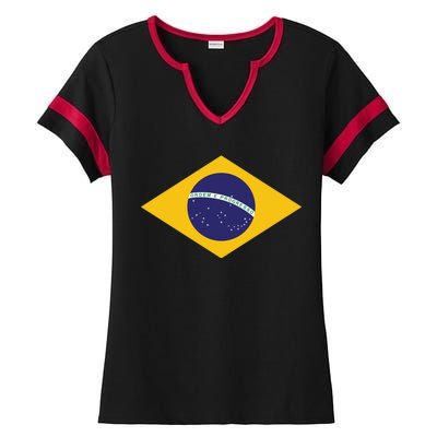 Brazil National Flag Ladies Halftime Notch Neck Tee