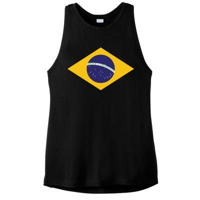 Brazil National Flag Ladies PosiCharge Tri-Blend Wicking Tank