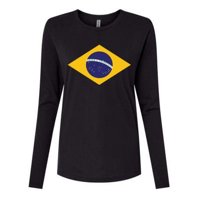 Brazil National Flag Womens Cotton Relaxed Long Sleeve T-Shirt