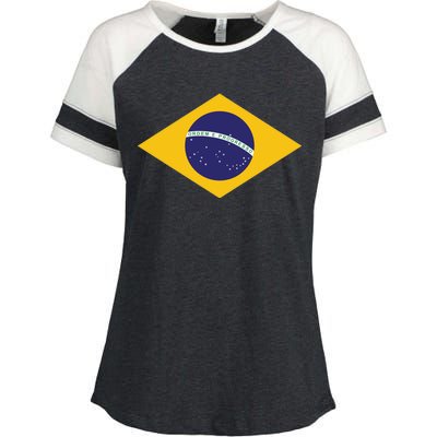 Brazil National Flag Enza Ladies Jersey Colorblock Tee