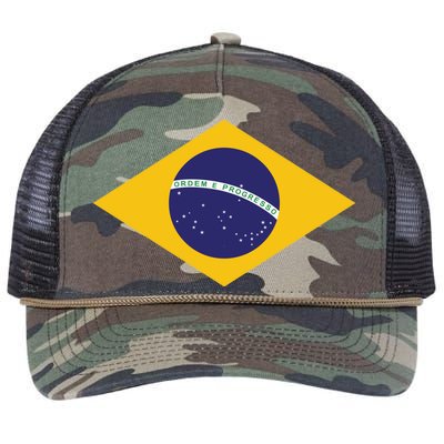 Brazil National Flag Retro Rope Trucker Hat Cap