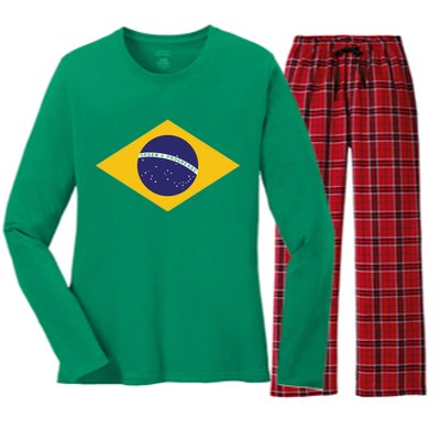 Brazil National Flag Women's Long Sleeve Flannel Pajama Set 