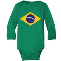 Brazil National Flag Baby Long Sleeve Bodysuit