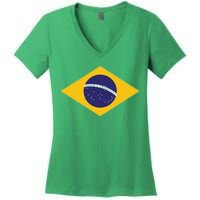 Brazil National Flag Women's V-Neck T-Shirt