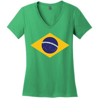 Brazil National Flag Women's V-Neck T-Shirt