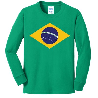 Brazil National Flag Kids Long Sleeve Shirt