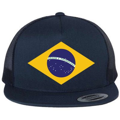 Brazil National Flag Flat Bill Trucker Hat