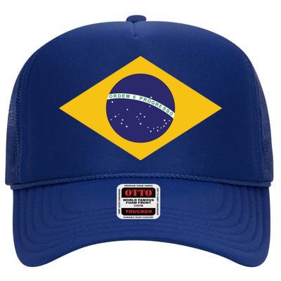 Brazil National Flag High Crown Mesh Back Trucker Hat