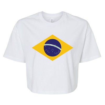 Brazil National Flag Bella+Canvas Jersey Crop Tee