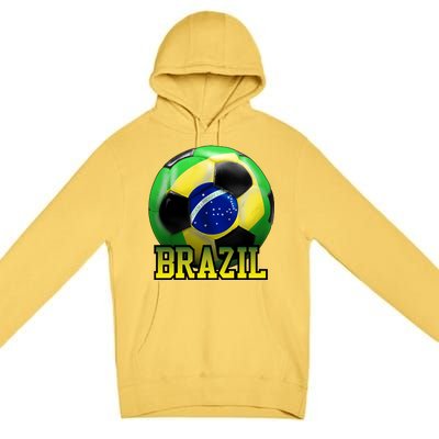 Brazil Soccer Logo Premium Pullover Hoodie