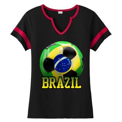 Brazil Soccer Logo Ladies Halftime Notch Neck Tee