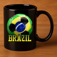 Brazil Soccer Logo 11oz C Handle Ceramic Mug