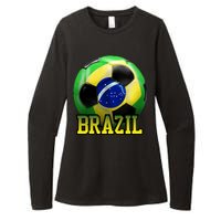 Brazil Soccer Logo Womens CVC Long Sleeve Shirt