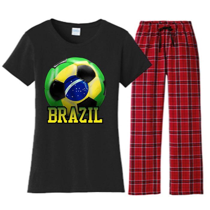 Brazil Soccer Logo Women's Flannel Pajama Set