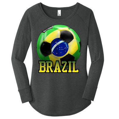 Brazil Soccer Logo Women's Perfect Tri Tunic Long Sleeve Shirt