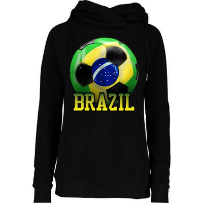 Brazil Soccer Logo Womens Funnel Neck Pullover Hood