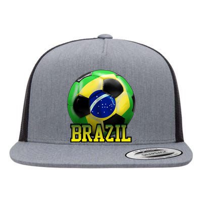 Brazil Soccer Logo Flat Bill Trucker Hat