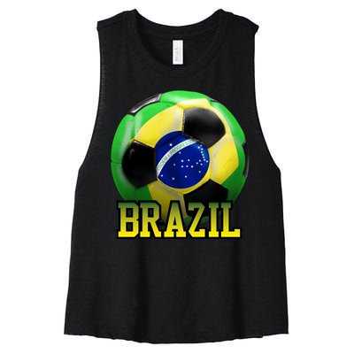 Brazil Soccer Logo Women's Racerback Cropped Tank