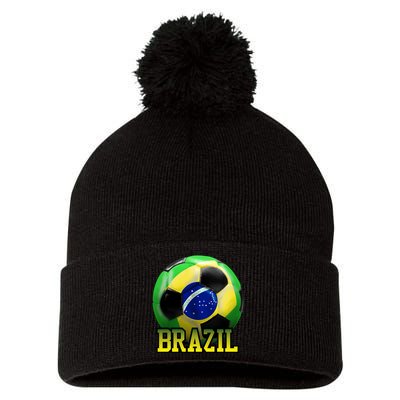 Brazil Soccer Logo Pom Pom 12in Knit Beanie