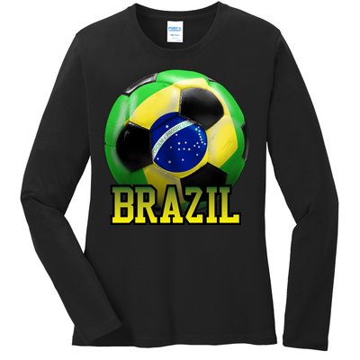 Brazil Soccer Logo Ladies Long Sleeve Shirt