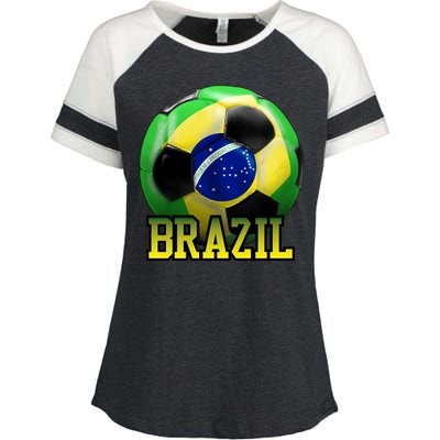 Brazil Soccer Logo Enza Ladies Jersey Colorblock Tee