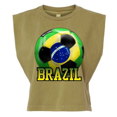 Brazil Soccer Logo Garment-Dyed Women's Muscle Tee