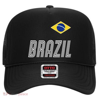 Brazil Soccer Team Jersey Flag High Crown Mesh Back Trucker Hat