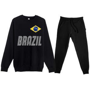 Brazil Soccer Team Jersey Flag Premium Crewneck Sweatsuit Set