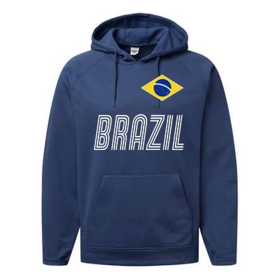 Brazil Soccer Team Jersey Flag Performance Fleece Hoodie