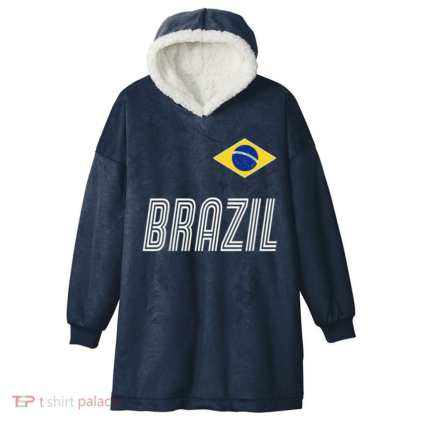 Brazil Soccer Team Jersey Flag Hooded Wearable Blanket