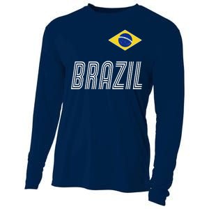 Brazil Soccer Team Jersey Flag Cooling Performance Long Sleeve Crew