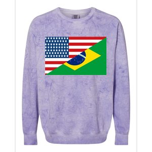 Brazil USA American Flag Colorblast Crewneck Sweatshirt