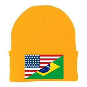 Brazil USA American Flag Knit Cap Winter Beanie