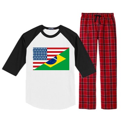 Brazil USA American Flag Raglan Sleeve Pajama Set