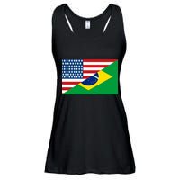 Brazil USA American Flag Ladies Essential Flowy Tank