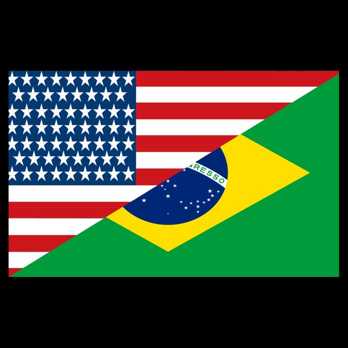 Brazil USA American Flag Ladies Essential Flowy Tank