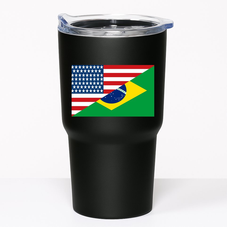 Brazil USA American Flag Tumbler
