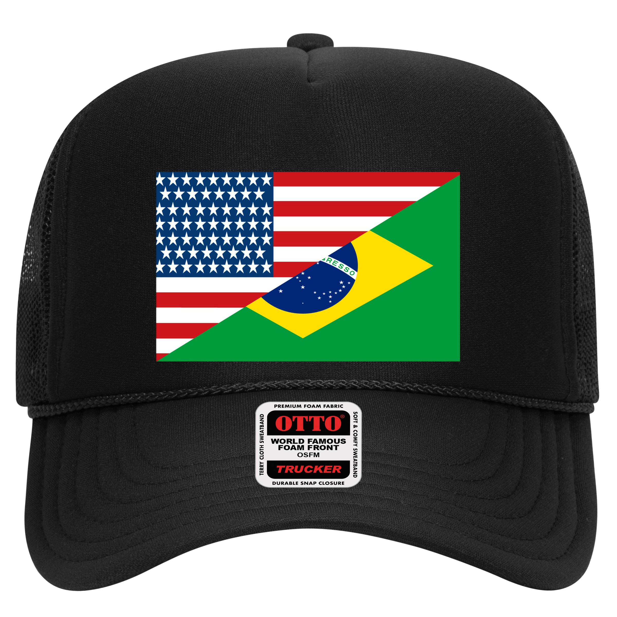 Brazil USA American Flag Hat